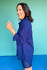 SSYS Emilia Collared Front Pocket Top In Navy