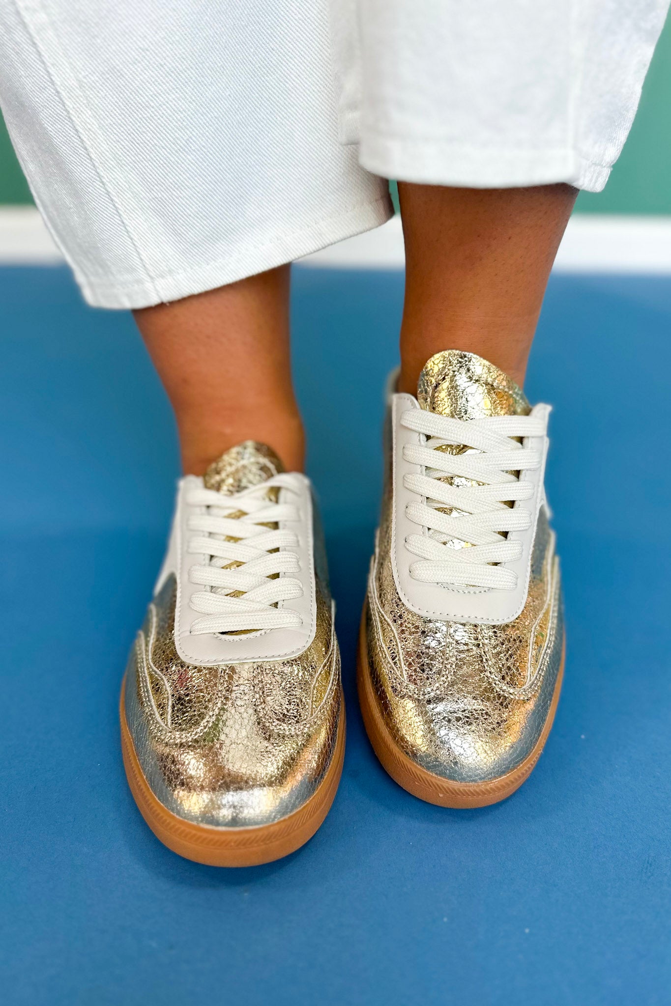 Gold Metallic Slip On Sneakers