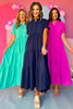Magenta Button Front Tiered Short Sleeve Maxi Dress, maxi dress, must have dress, must have style, church style, spring fashion, elevated style, elevated dress, mom style, work dress, shop style your senses by mallory fitzsimmons