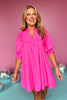 Pink Frill V Neck Half Sleeve Dress, dress, frill dress, v neck dress, half sleeve dress,  pink dress, prink frill dress, pink v neck dress, pink half sleeve dress, must have dress, elevated dress, elevated style, summer dress, summer style, Shop Style Your Senses by Mallory Fitzsimmons, SSYS by Mallory Fitzsimmons