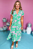 Green Mix Collared V Neck Midi Dress, printed dress, midi dress, tiered dress, must have dress, must have style, weekend style, spring fashion, elevated style, elevated style, mom style, shop style your senses by mallory fitzsimmons, ssys by mallory fitzsimmons