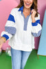 Off White Mixed Stripe Colorblock Notched Collar Long Sleeve Top, trendy top, casual top, stripe top, must have top, must have style, summer style, spring fashion, elevated style, elevated top, mom style, shop style your senses by mallory fitzsimmons, ssys by mallory fitzsimmons Edit alt text