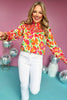 Coral Multi Floral Print Smocked High Neck Long Sleeve Top, embroidered top, floral top, printed top, must have top, must have style, brunch style, summer style, spring fashion, elevated style, elevated top, mom style, shop style your senses by mallory fitzsimmons, ssys by mallory fitzsimmons