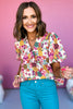 Magenta Multi Print Collared Short Puff Sleeve Top, floral top, must have top, must have style, brunch style, summer style, spring fashion, elevated style, elevated top, mom style, shop style your senses by mallory fitzsimmons, ssys by mallory fitzsimmons