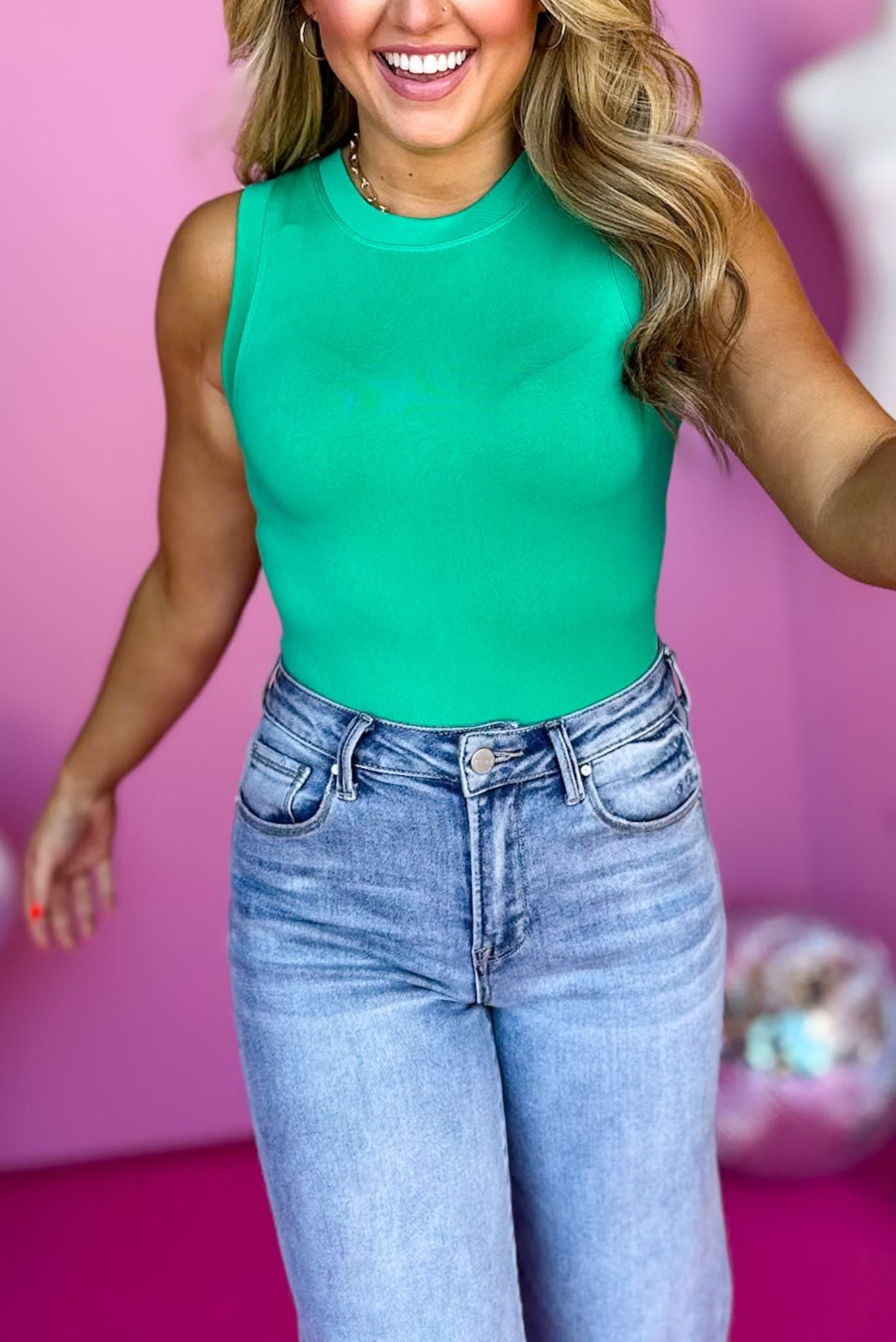 Kelly Green Thick Band Smooth Tank Bodysuit, must have bodysuit, basic bodysuit, elevated basics, must have basic,, elevated tank top, mom style, warm fashion, shop style your senses by mallory fitzsimmons