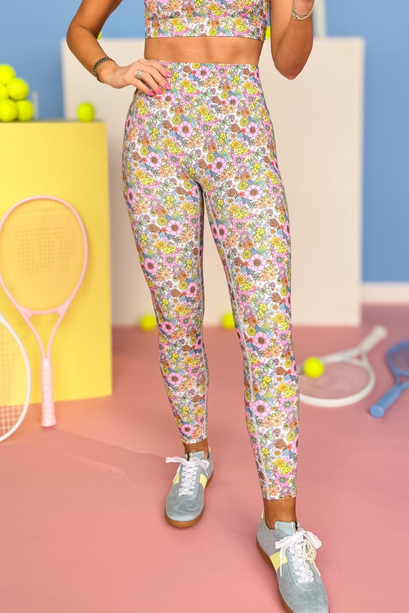 SSYS Blue Bloom Floral Compression High Waist Leggings *FINAL SALE*