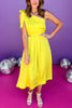 Chartreuse One Shoulder Cut Out Midi Dress, date night dress, elevated dress, cocktail dress, cocktail attire, elevated attire, mom style, fancy style, ssys by mallory fitzsimmons, shop style your senses by mallory fitzsimmons