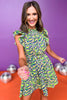Green Multi Mix Print Double Ruffle Short Sleeve Tie Waist Dress, printed dress, tie dress, must have dress, must have style, weekend style, brunch style, spring fashion, elevated style, elevated style, mom style, shop style your senses by mallory fitzsimmons, ssys by mallory fitzsimmons