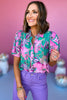 Pink Floral Printed Button Front Collared Short Sleeve Top, floral top, button down top, must have top, must have style, office style, summer style, spring fashion, elevated style, elevated top, mom style, shop style your senses by mallory fitzsimmons, ssys by mallory fitzsimmons