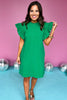 Green Frill Round Neck Ruffle Short Sleeve Dress, ruffle dress, must have dress, must have style, weekend style, brunch style, spring fashion, elevated style, elevated style, mom style, shop style your senses by mallory fitzsimmons, ssys by mallory fitzsimmons  Edit alt text