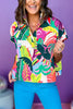 Karlie Green Multi Tropical Print Poplin Collared V Neck Short Sleeve Top, printed top, tropical top, must have top, must have style, summer style, spring fashion, elevated style, elevated top, mom style, shop style your senses by mallory fitzsimmons, ssys by mallory fitzsimmons  Edit alt text