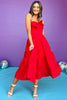 Red Front Bow Detail Tiered Midi Dress, bow dress, red dress, must have dress, must have style, weekend style, brunch style, spring fashion, elevated style, elevated style, mom style, shop style your senses by mallory fitzsimmons, ssys by mallory fitzsimmons  Edit alt text