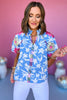Integrated with Shopify THML Blue Puff Sleeve Embroidered Floral Print Top, thml top, floral top, must have top, must have style, brunch style, summer style, spring fashion, elevated style, elevated top, mom style, shop style your senses by mallory fitzsimmons, ssys by mallory fitzsimmons