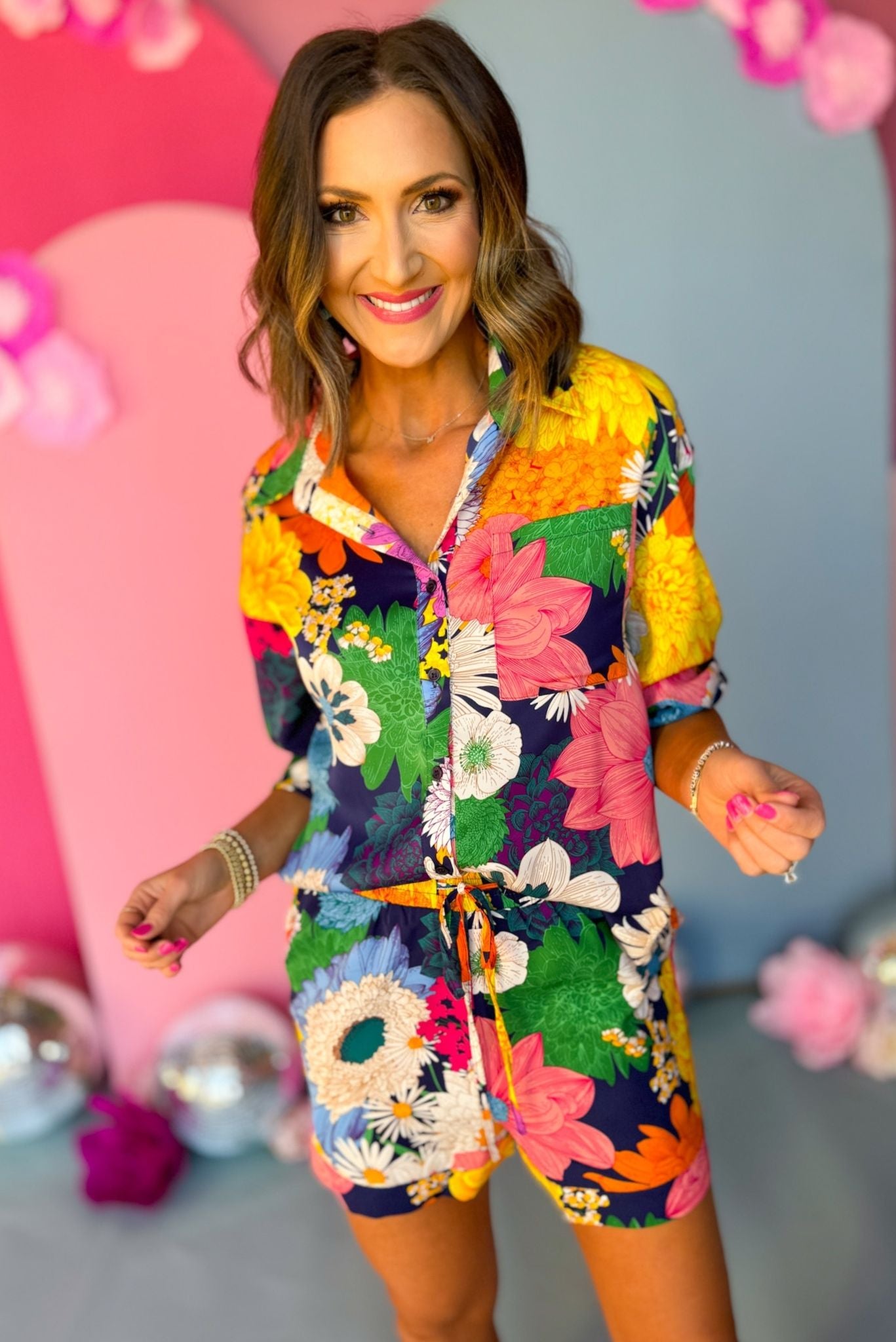 Navy Floral Printed Button Front Pocket Detail Top, floral top, button down top, must have top, must have style, office style, spring fashion, elevated style, elevated top, mom style, work top, shop style your senses by mallory fitzsimmons