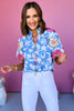 Integrated with Shopify THML Blue Puff Sleeve Embroidered Floral Print Top, thml top, floral top, must have top, must have style, brunch style, summer style, spring fashion, elevated style, elevated top, mom style, shop style your senses by mallory fitzsimmons, ssys by mallory fitzsimmons
