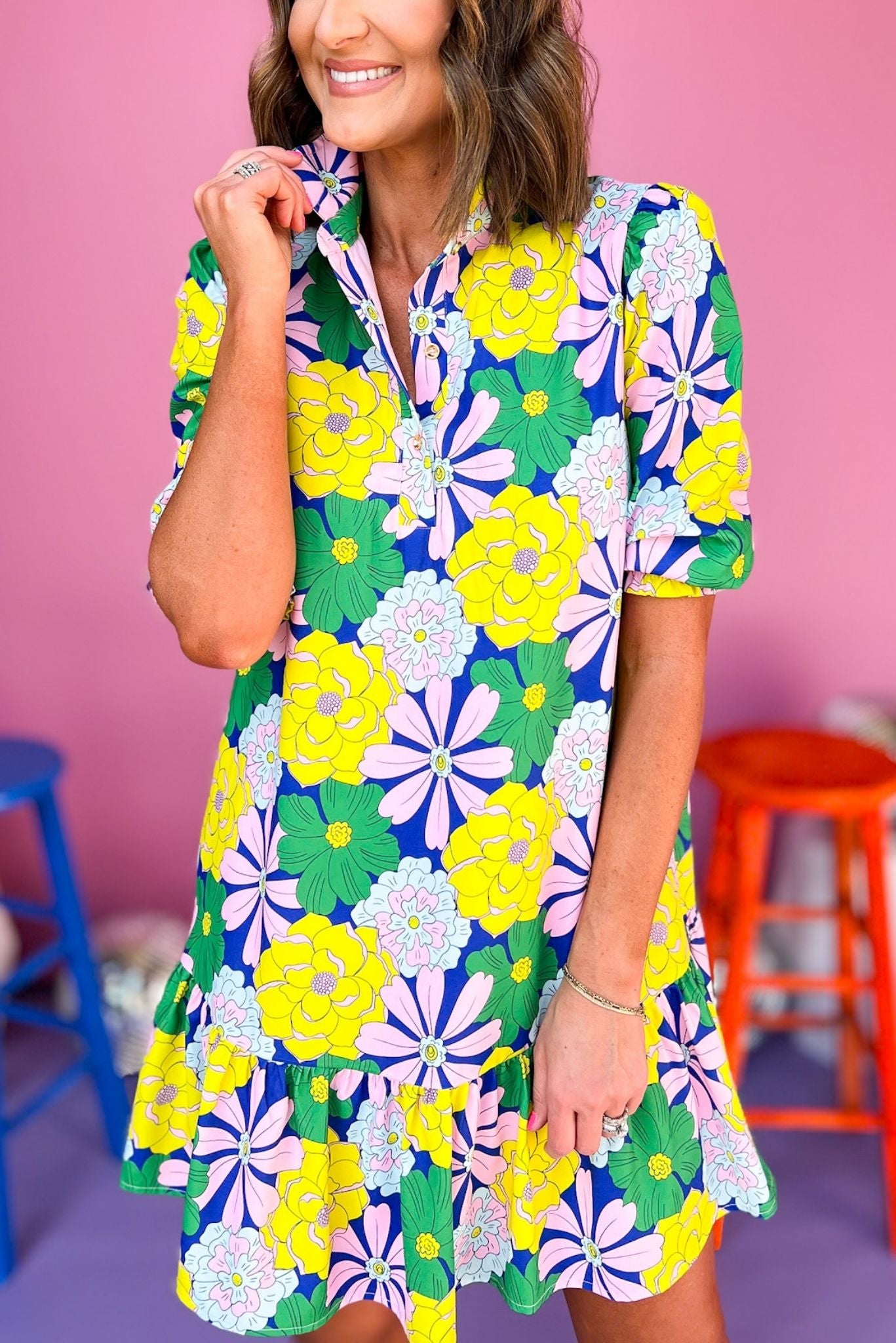 SSYS The Phoebe Smocked Long Sleeve Dress In Bold Floral, ssys the label, printed dress, must have dress, spring fashion, elevated dress, elevated spring, church style, brunch style, mom style, custom dress, shop style your senses by mallory fitzsimmons, ssys by mallory fitzsimmons