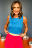  SSYS Bright Blue Ruffle Racerback Honeycomb Active Tank Top, Ssys athlesiure, Spring athleisure, athleisure, elevated athleisure, must have tank top , athletic tank top, athletic style, mom style, shop style your senses by mallory fitzsimmons, ssys by mallory fitzsimmons