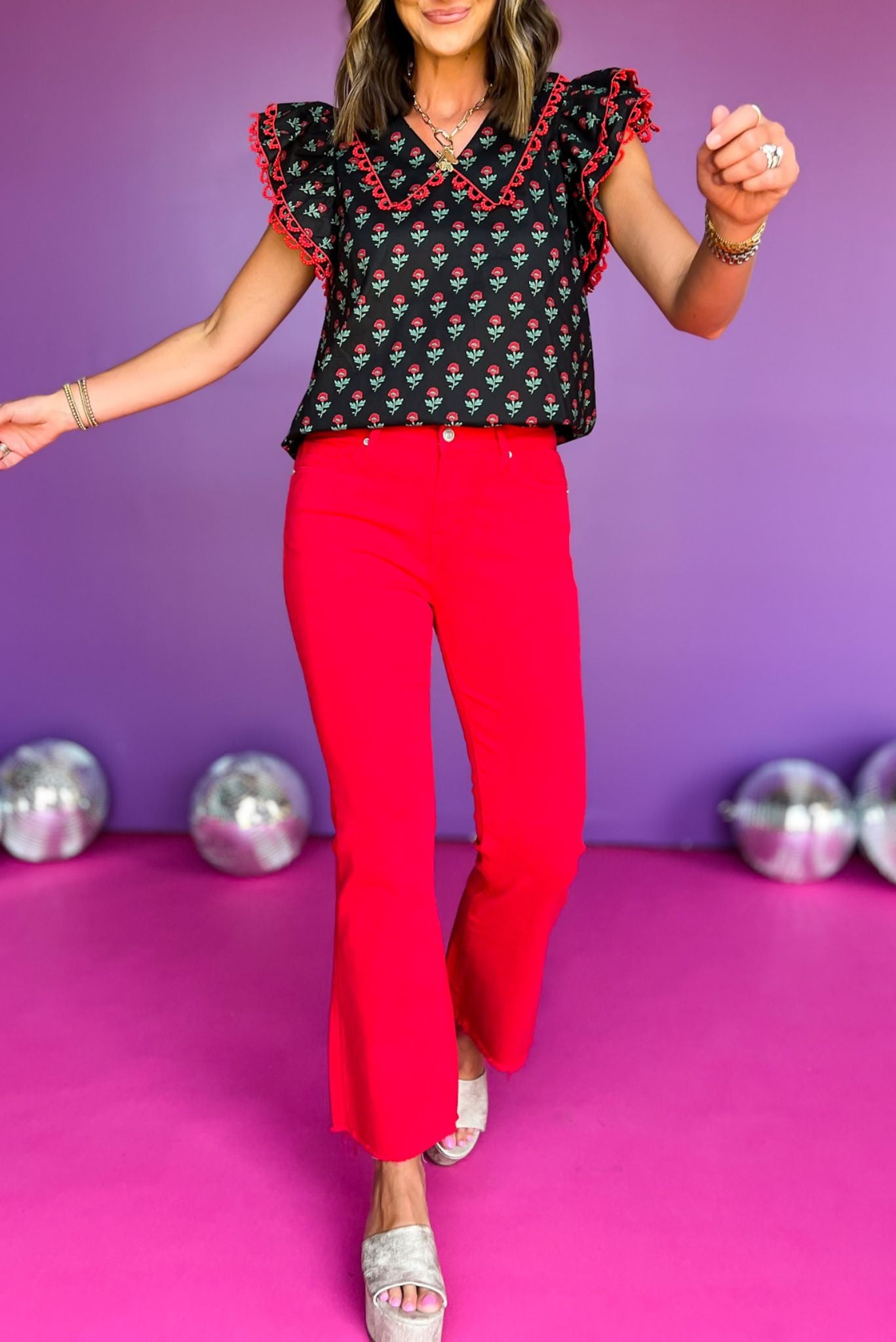 Mica Red High Rise Ankle Flare Jeans, jeans, mica jeans, high rise jeans, ankle length jeans, flare jeans, red jeans, red mica jeans, red high rise jeans, red ankle length jeans, red flare jeans, must have jeans, must have denim, elevated jeans, elevated denim, elevated style, Shop Style Your Senses by Mallory Fitzsimmons, SSYS by Mallory Fitzsimmons