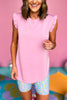 SSYS Ruffle Shoulder Air Fabric Top In Lilac, Spring athleisure, athleisure, elevated athleisure, must have top, athletic tops, athletic style, mom style, shop style your senses by mallory fitzsimmons, ssys by mallory fitzsimmons