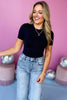 Black Short Sleeve Smooth Crewneck Bodysuit *FINAL SALE*