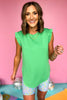 SSYS Ruffle Shoulder Air Fabric Top In Green, Spring athleisure, athleisure, elevated athleisure, must have top, athletic tops, athletic style, mom style, shop style your senses by mallory fitzsimmons, ssys by mallory fitzsimmons