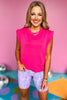 SSYS Ruffle Shoulder Air Fabric Top In Dark Pink, Spring athleisure, athleisure, elevated athleisure, must have top, athletic tops, athletic style, mom style, shop style your senses by mallory fitzsimmons, ssys by mallory fitzsimmons