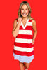 Red Striped V Neck Sleeveless Twofer Dress, dress, sleeveless dress, collared dress, v neck dress, twofer dress, red dress, red striped dress, must have dress, elevated dress, elevated style, summer dress, summer style, Shop Style Your Senses by Mallory Fitzsimmons, SSYS by Mallory Fitzsimmons