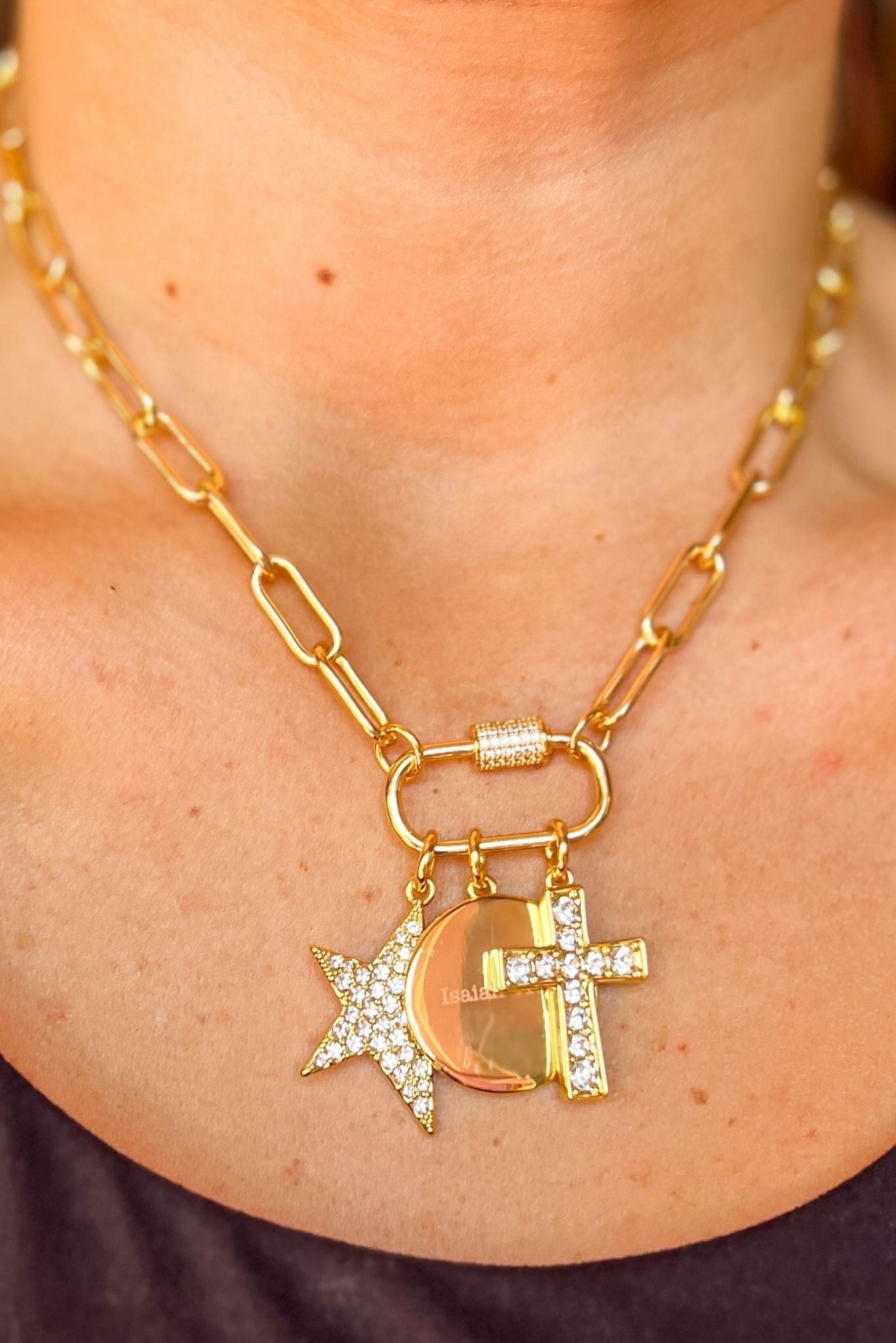 SSYS Scripture Cross Charm, ssys the label, must have charm, must have charm necklace, elevated charm, elevated charm necklace, acessories, scripture charm, scripture, gift, mom style, shop style your senses by mallory fitzsimmons