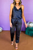 Navy Pull On Satin Joggers, elevated style, must have pants, must have joggers, satin style, satin pants, matching set, fall style, fall guest style, event style, shop style your senses by mallory fitzsimmons