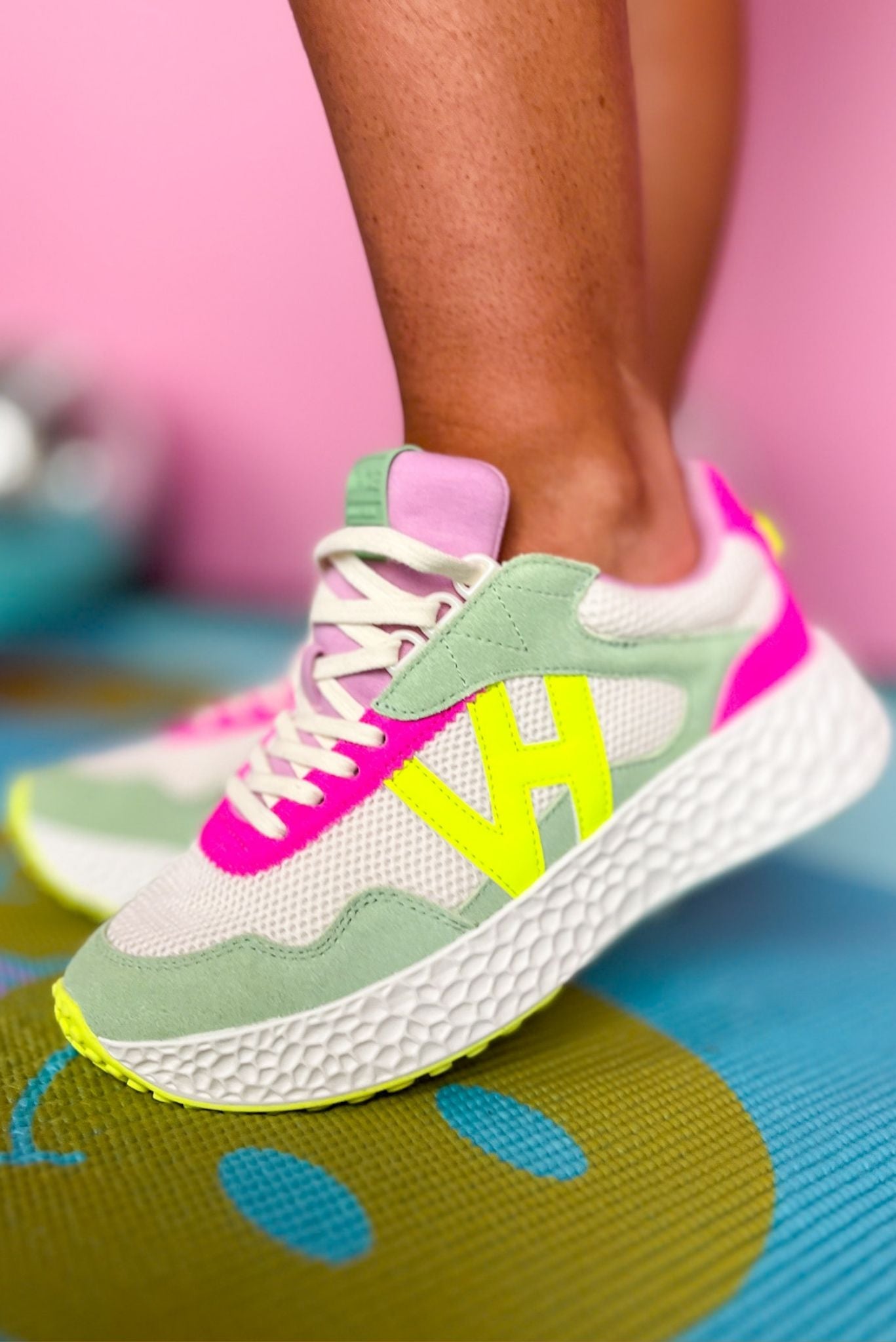 Vintage Havana Neon Yellow Mesh Hot Pink Teal Wedge Sneaker, shoes, sneakers, must have sneaker, elevated sneaker, vintage havana sneaker, shop style your senses by mallory fitzsimmons, ssys by mallory fitzsimmons