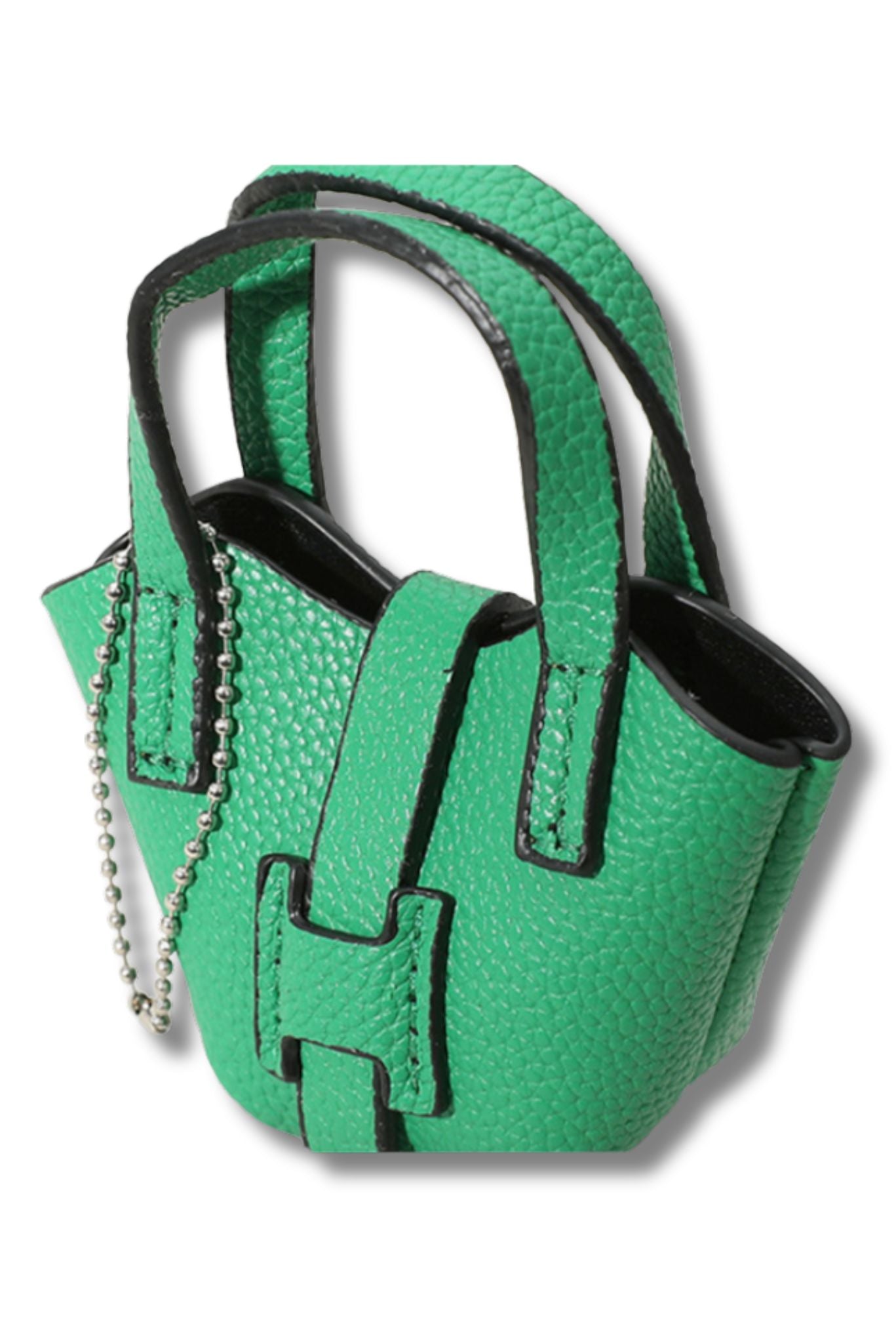 Green Faux Leather Purse Keychain