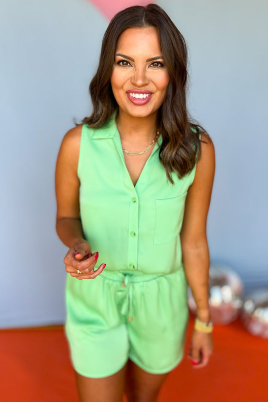 SSYS The Sleeveless Shorts Blakely Pajamas In Lime, ssys the label, ssys pjs, must have pjs, elevated pjs, matching pjs, luxe pjs, silk pjs, mom style, shop style your senses by Mallory Fitzsimmons, ssys by Mallory Fitzsimmons