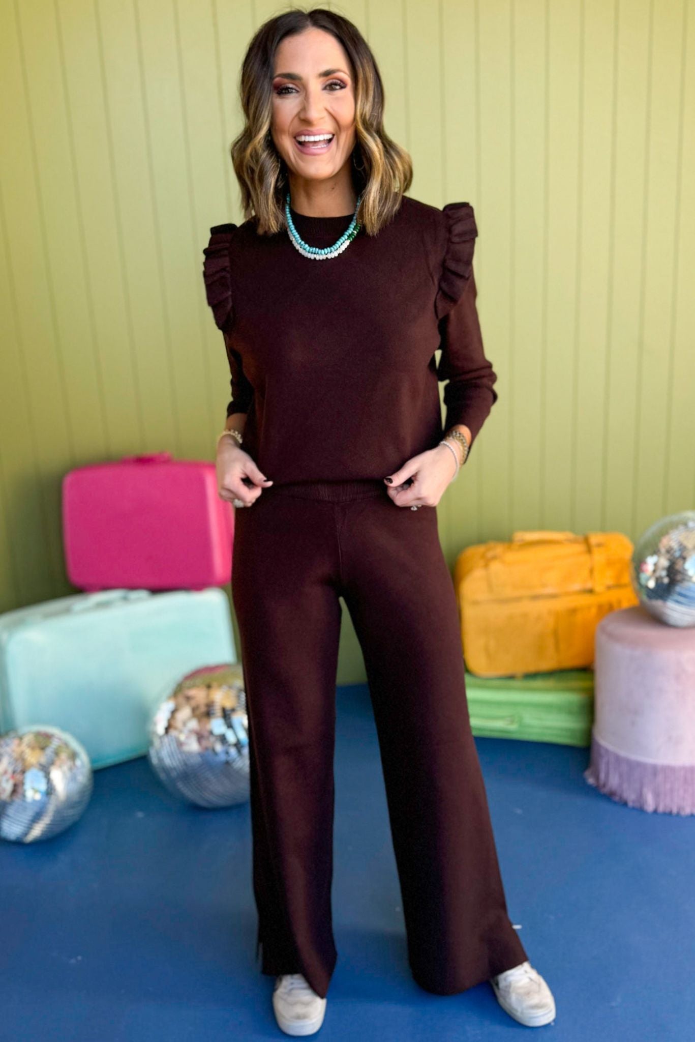 SSYS The Isabel Travel Set In Brown, must have set, elevated set, travel set, elevated travel set, comfortable style, elevated comfort, mom style, must have style, shop style your senses by mallory fitzsimmons