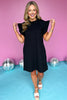 Black Frill Round Neck Ruffle Short Sleeve Dress, ruffle dress, must have dress, must have style, weekend style, brunch style, spring fashion, elevated style, elevated style, mom style, shop style your senses by mallory fitzsimmons, ssys by mallory fitzsimmons  Edit alt text