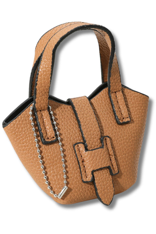 Tan Faux Leather Purse Keychain *FINAL SALE*