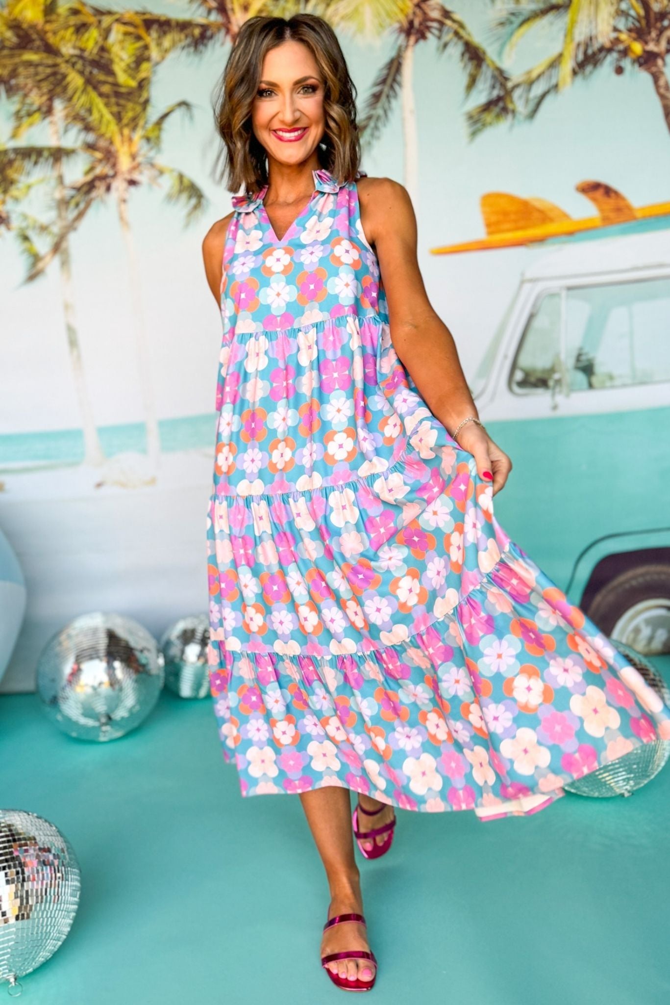 SSYS The Margot Sleeveless Maxi Dress In Pastel Abstract Floral, ssys the label, spring break dress, spring break style, spring fashion affordable fashion, elevated style, bright style, printed dress, mom style, shop style your senses by mallory fitzsimmons, ssys by mallory fitzsimmons