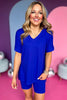 Bright Blue V Neck Top and Biker Shorts *FINAL SALE*,  must have biker shorts, must have set, comfortable set, cozy set, must have style, comfy style, elevated set, mom style, shop style your senses by mallory fitzsimmons