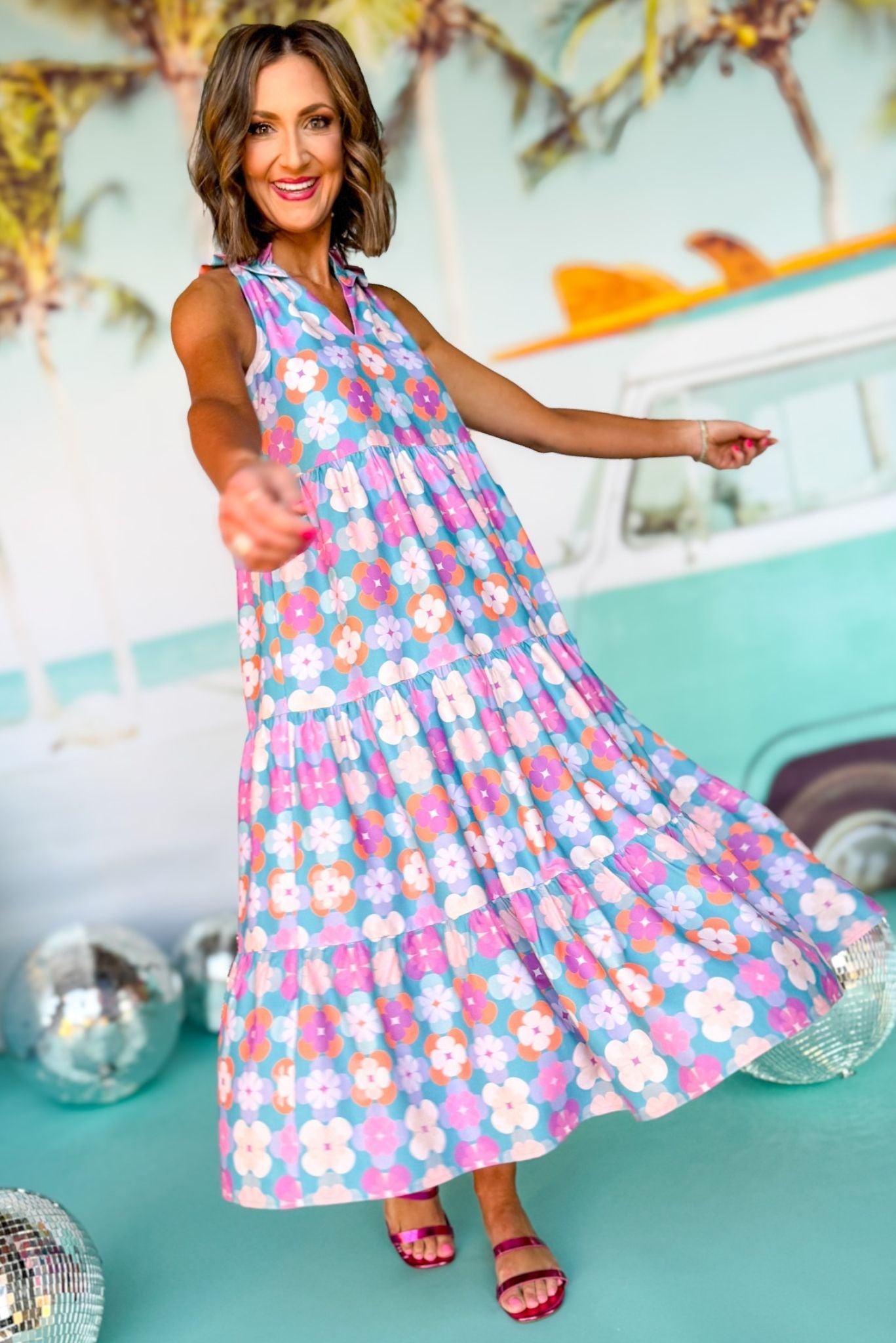 SSYS The Margot Sleeveless Maxi Dress In Pastel Abstract Floral, ssys the label, spring break dress, spring break style, spring fashion affordable fashion, elevated style, bright style, printed dress, mom style, shop style your senses by mallory fitzsimmons, ssys by mallory fitzsimmons