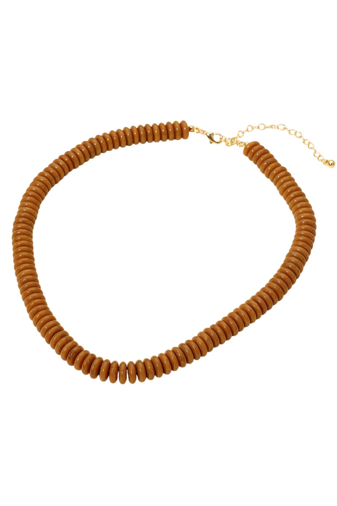 Brown Beaded Necklace with Adjustable Length