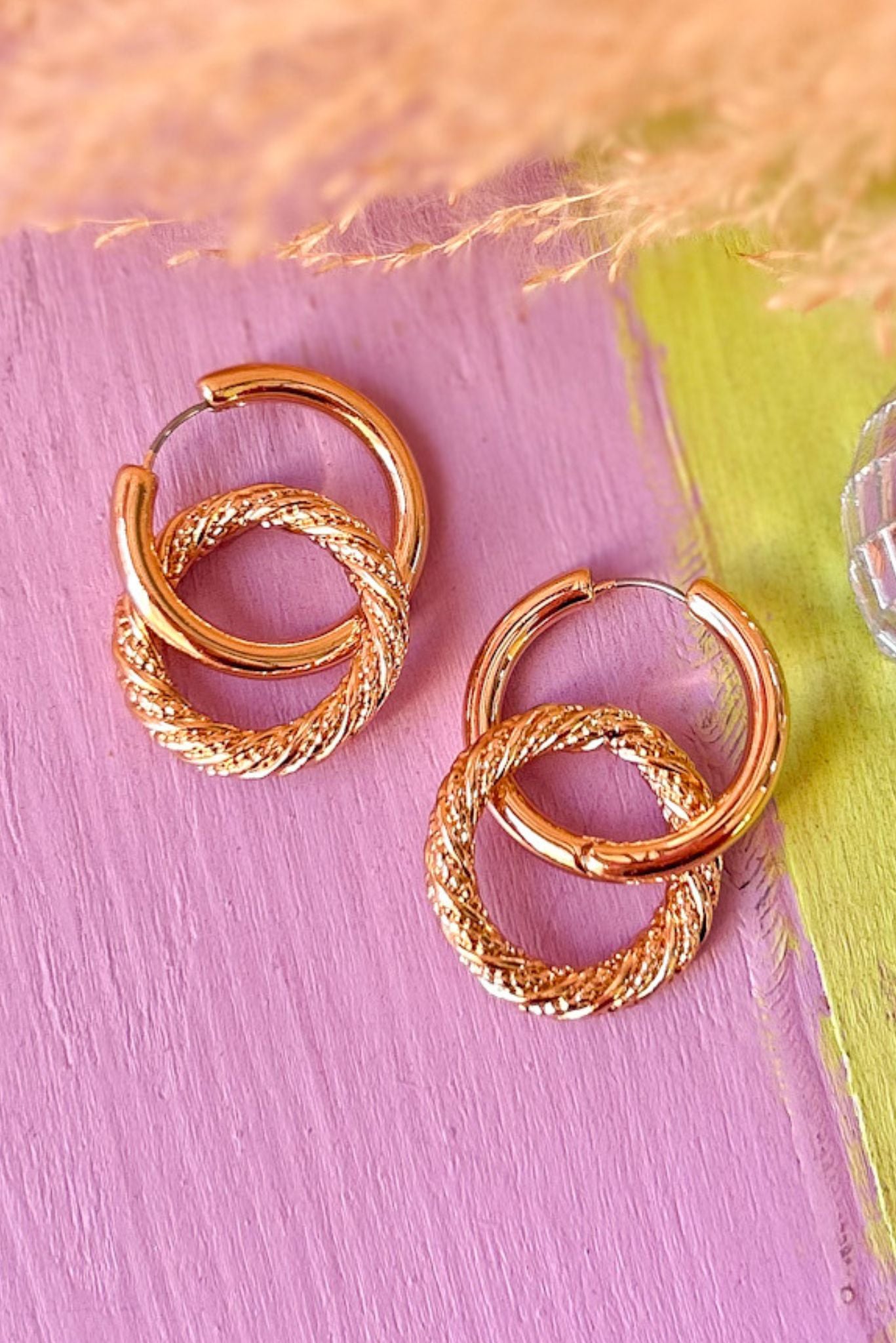 Gold Textured Metal O Ring Link Huggie Earrings, accessory, earrings, must have earrings, shop style your senses by mallory fitzsimmons