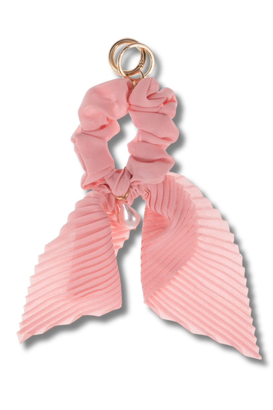 Pink Pearl Detail Stretch Ribbon Scrunchie Hairband *FINAL SALE*
