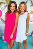 SSYS The Emma Ruffle Racerback Dress In Hot Pink, ssys the label, spring break dress, spring break style, spring fashion affordable fashion, elevated style, bright style, ruffle top, mom style, shop style your senses by mallory fitzsimmons, ssys by mallory fitzsimmons