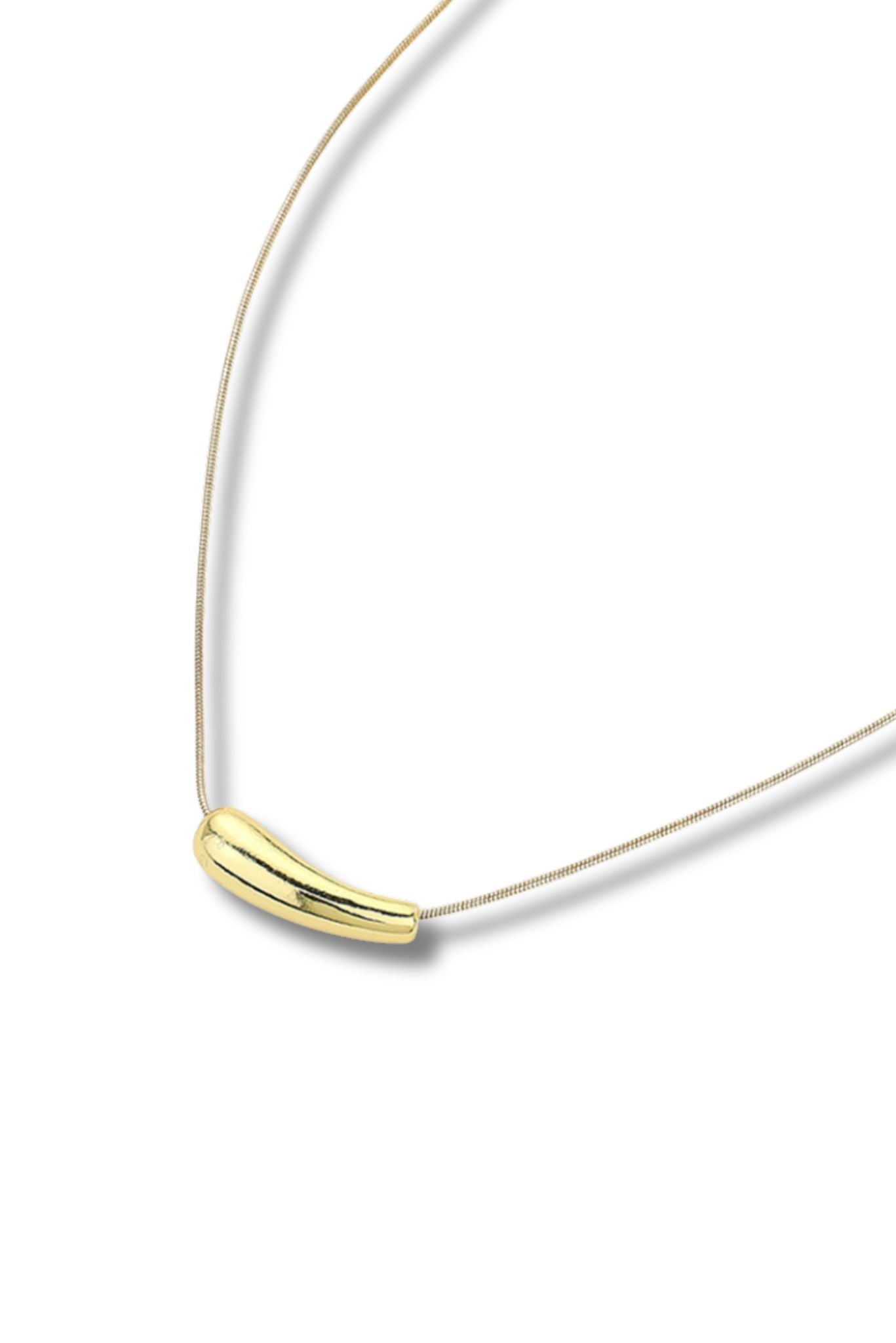 Gold Stainless Steel Teardrop Pendant Necklace