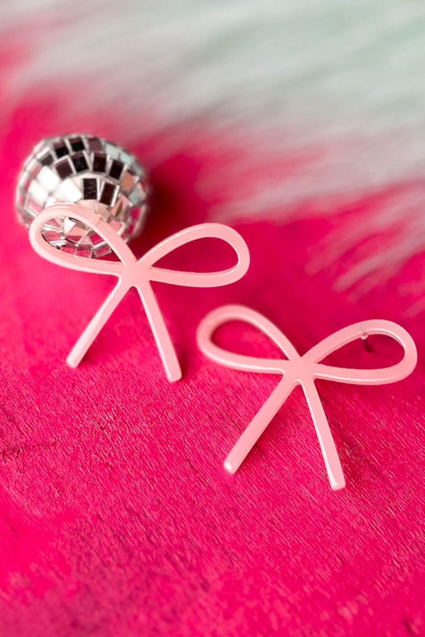 Baby Pink Lola Bow Acrylic Earrings, accessory, earrings, must have earrings, shop style your senses by mallory fitzsimmons