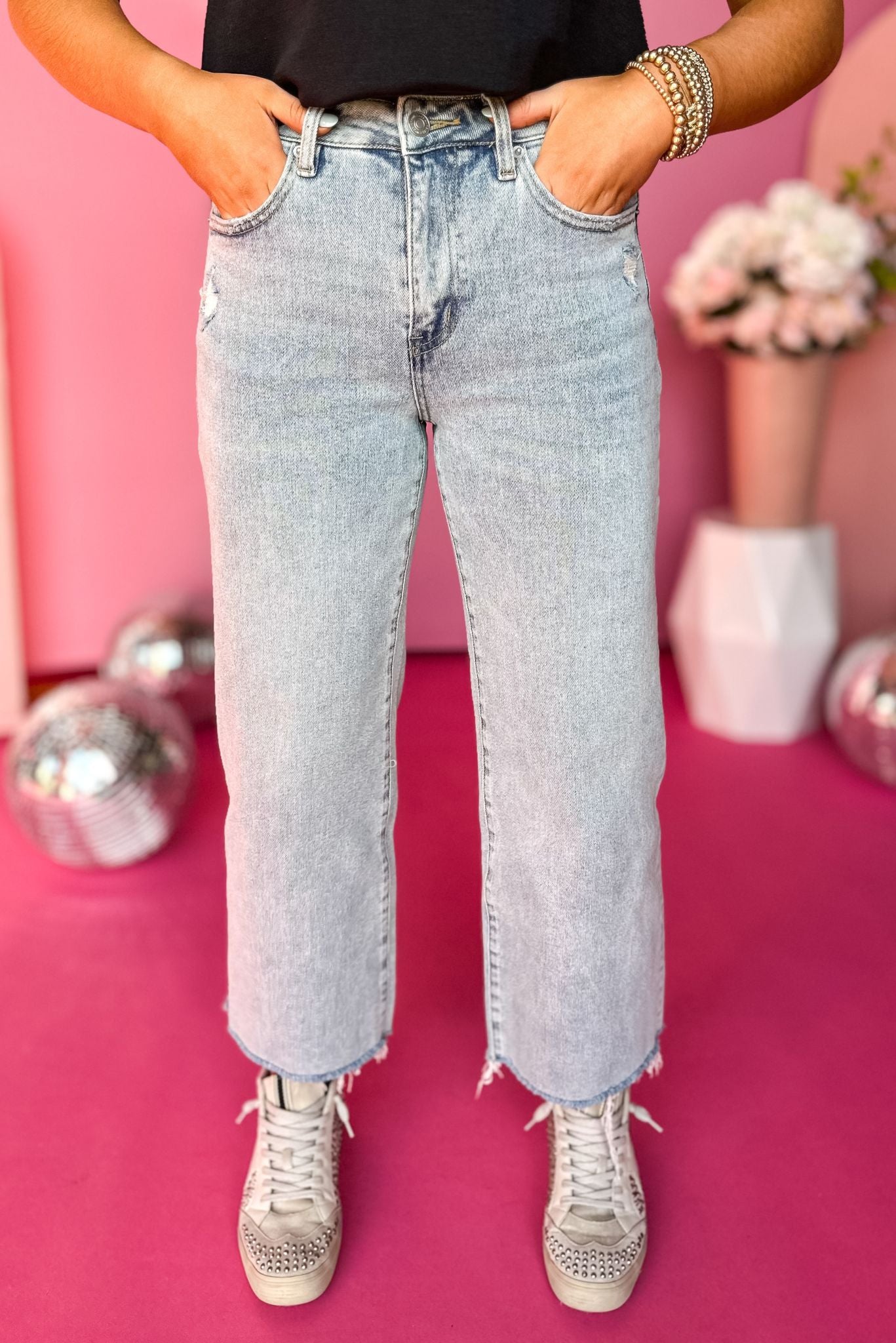 Mica High Rise Ankle Wide Leg Jeans