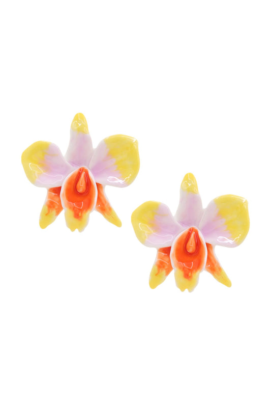Orchid Flower Stud Earrings