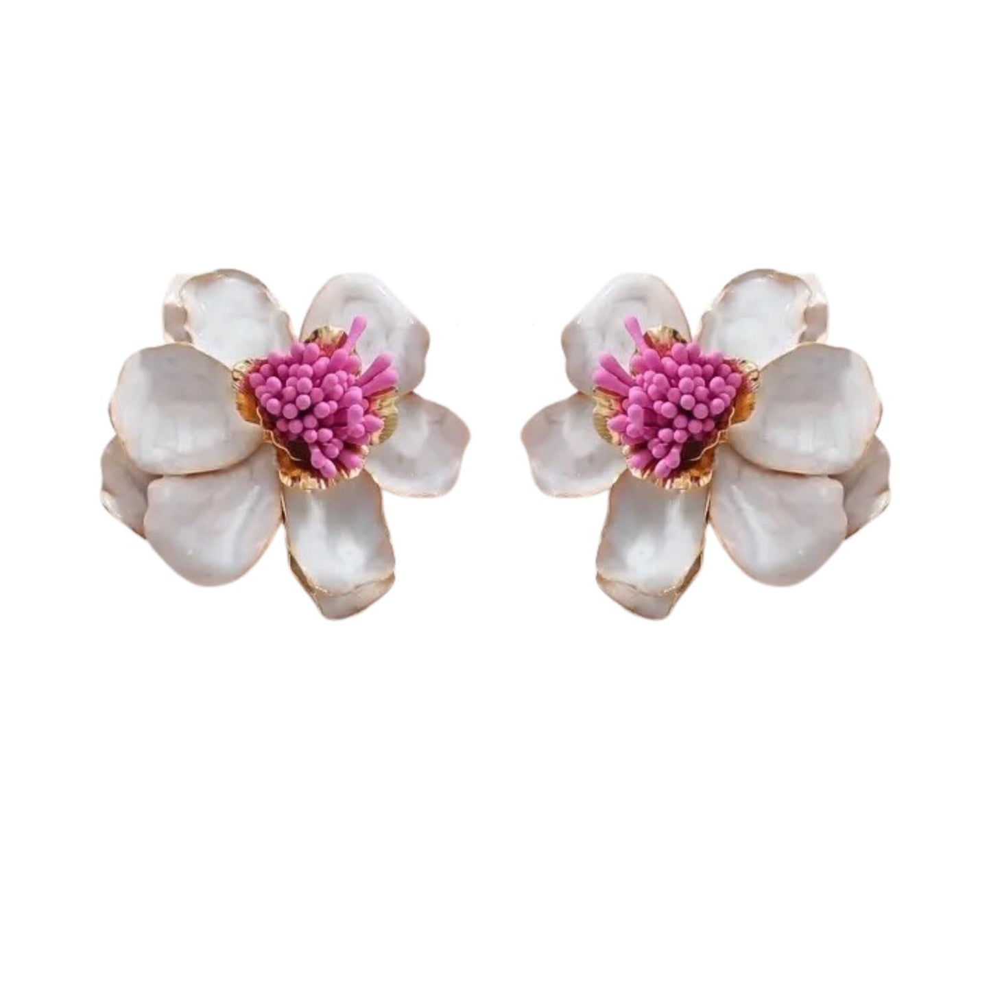 Blossom Statement Earrings - White