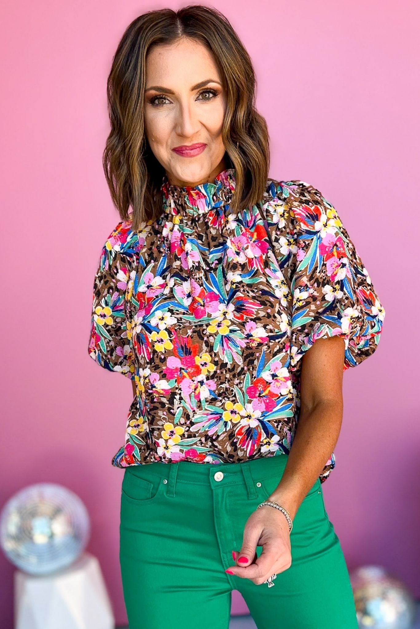 THML Pink Multi Floral Puff Sleeve Top, must have top, must have style, brunch style, church style, spring fashion, elevated style, elevated top, mom style, shop style your senses by mallory fitzsimmons, ssys by mallory fitzsimmons