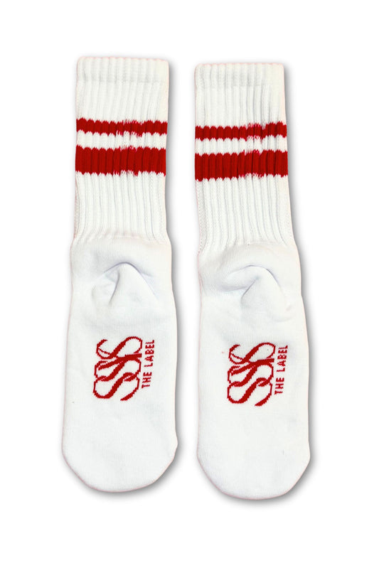 SSYS White Red Stripe Chunky Knit Socks