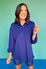 SSYS Emilia Collared Front Pocket Top In Navy